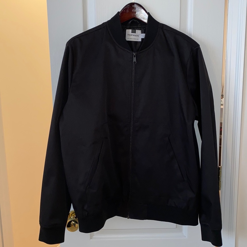 Topman men’s black bomber jacket size large